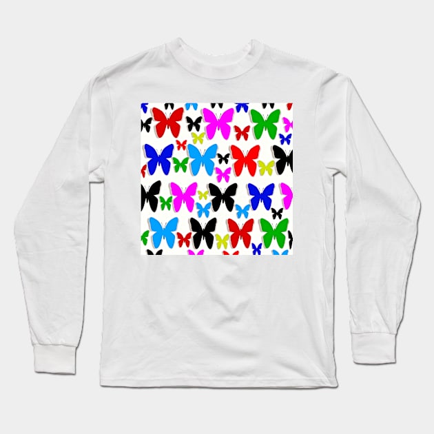 Butterfly Pretty Colors Pattern Long Sleeve T-Shirt by Overthetopsm